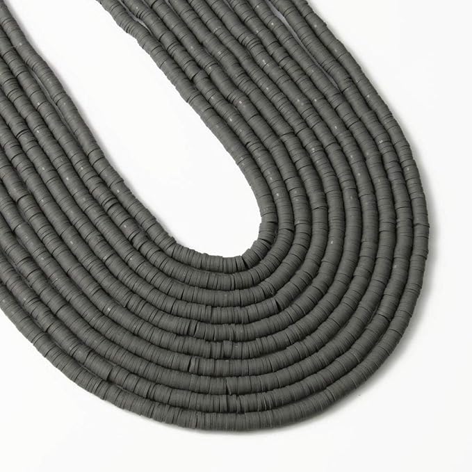 3600 pcs Gray Clay Beads for Bracelets Making, 10 Strands Flat Round Polymer Clay Disc 6mm Spacer Heishi Beads for Jewelry Making Earring Necklace