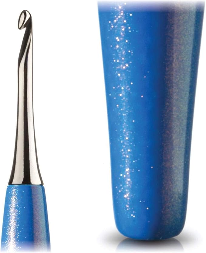 Furls Crochet Hook, Odyssey Blue, Nickel Plated Tip for Effortless Glide, Ergonomic Handle Crochet Hooks 7" (Odyssey Blue, M - 8.00MM)
