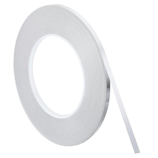 uxcell Metallic Tape, 0.19 in x 164 ft Self Adhesive Metalized Polyester Film Tape Waterproof Shiny Washi Tape for Walls Graphic Arts Gifts Wrapping Crafts Decoration, Gloss Silver