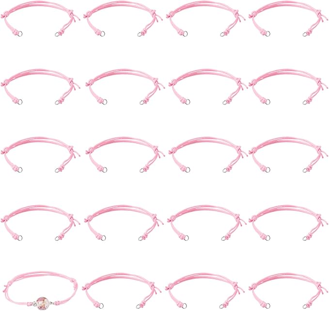 KISSITTY 20pcs Adjustable Bracelet Cords for Connector Charms Waxed Polyester Thread Cord Pink Color Half Finished Bracelet for Friendship Bracelets Jewelry Making