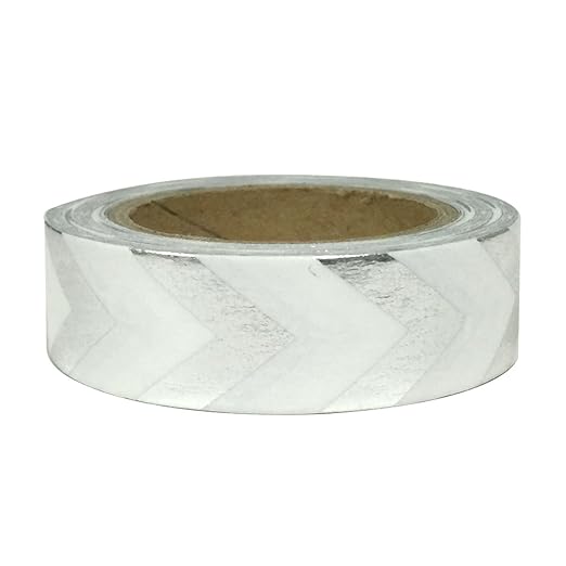 Wrapables Colorful Washi Masking Tape, Metallic Silver Arrow