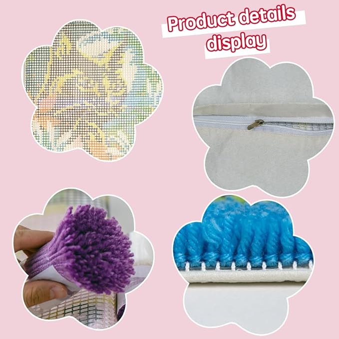 DL-YTG Latch Hook Kits Pillow Black Cat Right Crochet Yarn Cushion Colour Pre-Printed Canvas Rug Needlework DIY Pillowcase Hook and Latch Kit Home Arts Crafts Sofa Decoration 42x42cm/17 X17