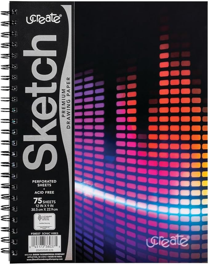 UCreate Fashion Poly Sketch Book, Sonic Vibes, 9" x 12", 1 Count