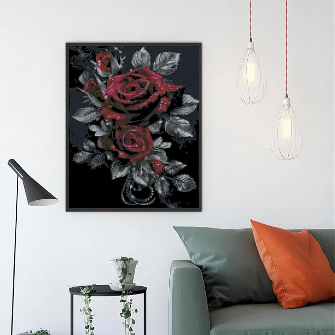 Flowers Stamped Cross Stitch Kits Flowers Cross Stitch Patterns,Dimensions Cross Stitch Kits Embroidery Kit Arts and Crafts for Beginners 15.7x11.8 inch