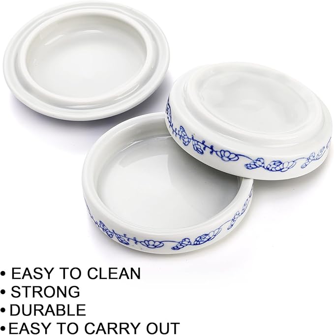 Yesland Ceramic Paint Palette, 5 Layers Stackable Mixing Trays Set, Round Porcelain Watercolor Palettes Sauce Dishes with Lid for Artist Gouache Pigment Chinese Watercolor Ink Mixing