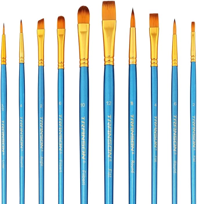 Transon 20pcs Bulk Artist Paint Brush Set for Acrylic Watercolor Gouache Hobby Craft Face Painting Blue
