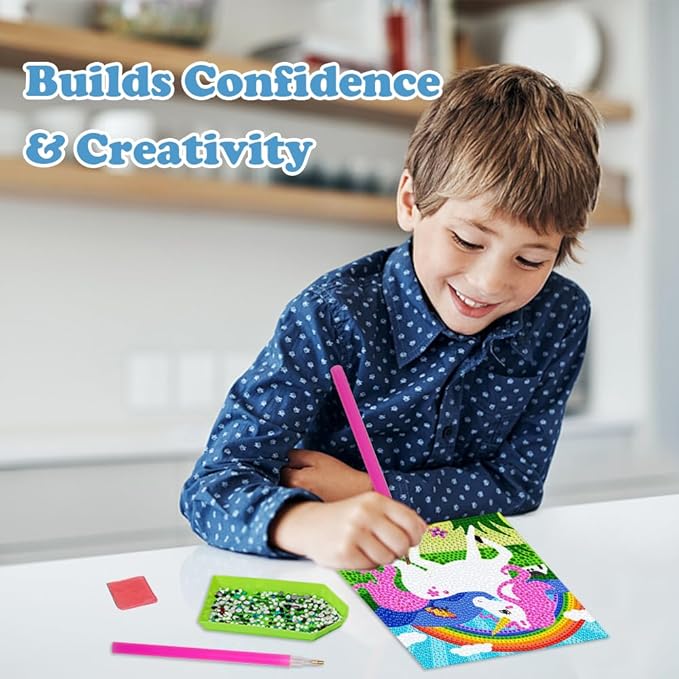 Labeol Diamond Art Kits for Kids Crafts for Girls Ages 6-8-10-12 Easy to DIY Creative Diamond Art Sticker Craft by Numbers Kits for Kids and Adult Beginners (4 Pack Lovely)