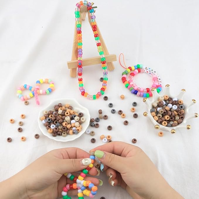 pony beads 4000 pcs for bracelets, hair, jewelry making, crafts - plastic beads for kids, hair braids for girls, kandi jewelry (brown color scheme)