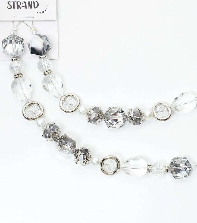 Glass Beads for Bracelets Jewelry Making Adults Keychains Bead Strand Large Unique Crystal Assortment for Craft Rondelle Faceted Flat Crackle Sparkly Bling Cute Pretty Beading Kit (2-pcs Crystal)