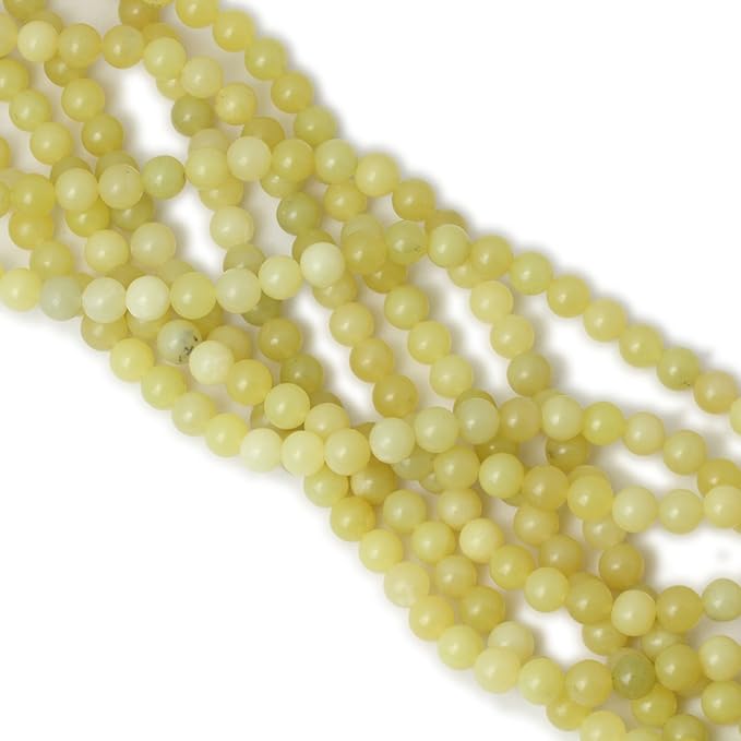 cheavian 45pcs 8mm natural yellow lemon jade gemstone round loose beads for jewelry making diy findings 1 strand 15"