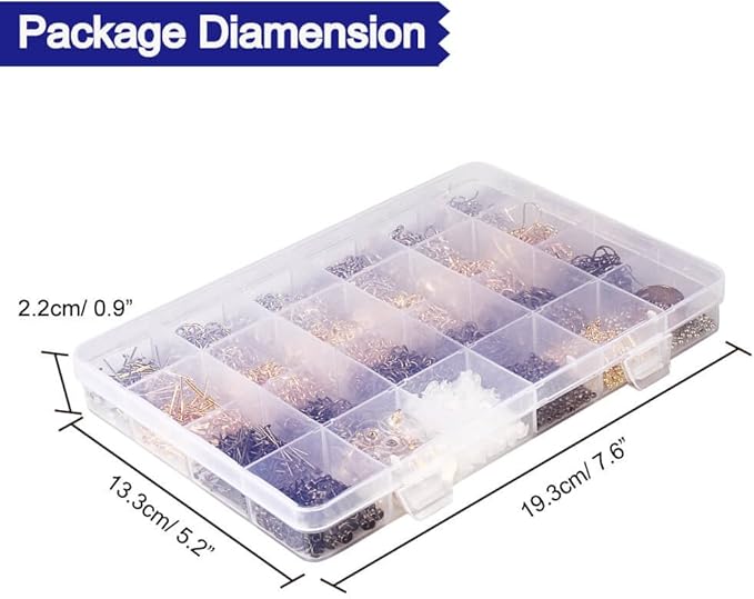 Paxcoo 2880 Pcs Jewelry Making Findings Supplies Kit with Open Jump Rings, Lobster Clasps, Crimp Beads, Screw Eye Pins, Head Pins, Earing Hooks and Earing Backs