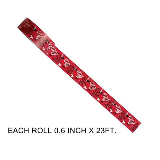 6 Rolls Heart Washi Tape Set, Sweet Heart Washi Masking Tape, 0.6 x 23ft Decorative Washi Tape for Scrapbooking, Valentine's Day Wedding Anniversary