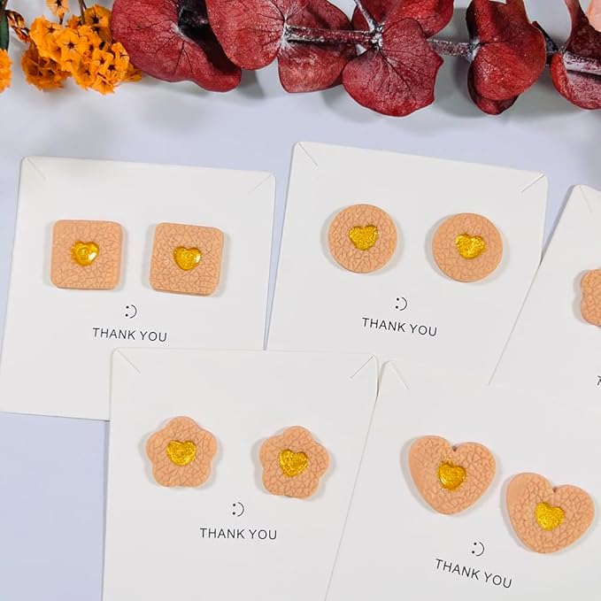 Xaekicr Heart Center Polymer Clay Cutters – 5 Shapes Clay Earring Cutters Set for DIY Jewelry – Polymer Clay Tools for Earrings & Crafts – Cute Clay Cutter Set for Valentine & Gift Projects