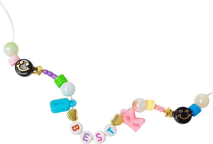 luv her beading kits - necklace making kit & diy friendship bracelet kit for girls - includes 60x 6mm verbiage, 8mm pearl beads & more - jewelry making craft kit for kids ages 6+ - 5.88'' x 4.78