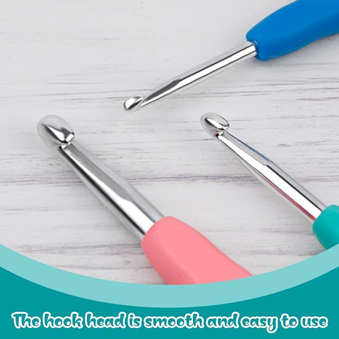 3 Sizes Crochet Hooks, Crochet Hooks for Arthritic Hands, 5.5 inch Long Ergonomic Crochet Needle with Soft Handle for Beginners and Crocheting Knitting Sweaters Scarves(4.0/5.5/8.0mm)