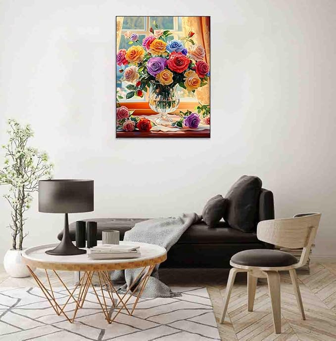 flower cross stitch kits for adults beginner,counted cross stitch kits printed stitching cute patterns dimensions needlepoint art crafts embroidery kits for adults beginners (15.7x11.8 inch)