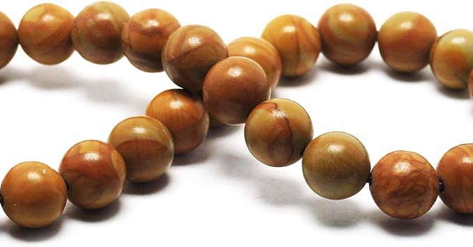 Natural Stone Beads Gemstone Beads for Jewelry Making - 8mm Wood Grain Stone Beads for Bracelets, Semi Precious Round Japser Beads(44-47pcs, 8mm, Wood Grain Stone)