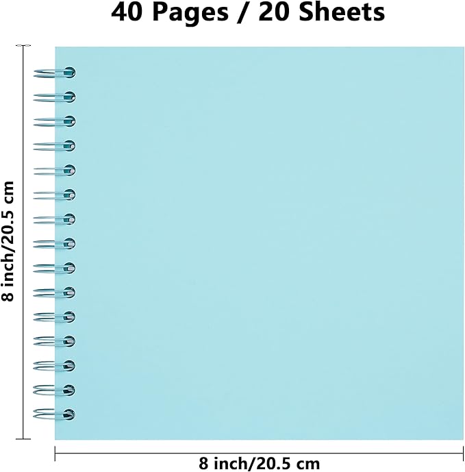 8 x 8 Inch DIY Scrapbook Photo Album Hardcover Kraft Blank Page Acid-Free 40 Pages (20 Sheets) Memory Book for Wedding Anniversaries Family Baby Memories Small Scrapbooking Projects, Blue