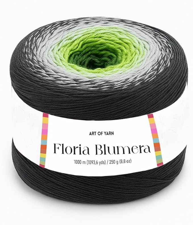 Floria Blumera Yarn 53% Cotton 43% Polyacrylic 1093.6 Yards Multicolor Gradient Yarn Cake for Knitting Crochet Spring Summer Ombre Rainbow Cotton (Purple, Pink, and Blue, Pack 1)