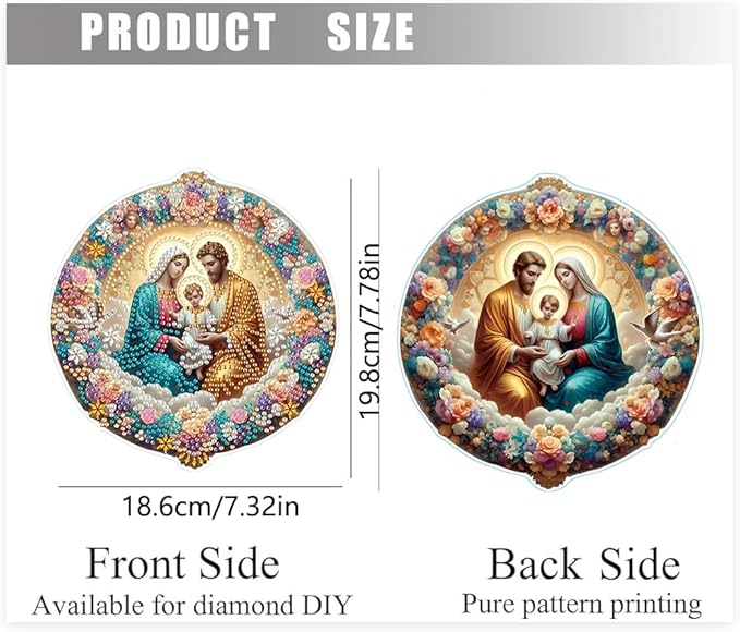 LILEIDECO DIY Diamond Art Painting Kits Special Shape Rhinestone Window Pendants Hanging Home Garden Wall Double-Sided Pattern (Single Side Point Drill)- The Birth of Jesus