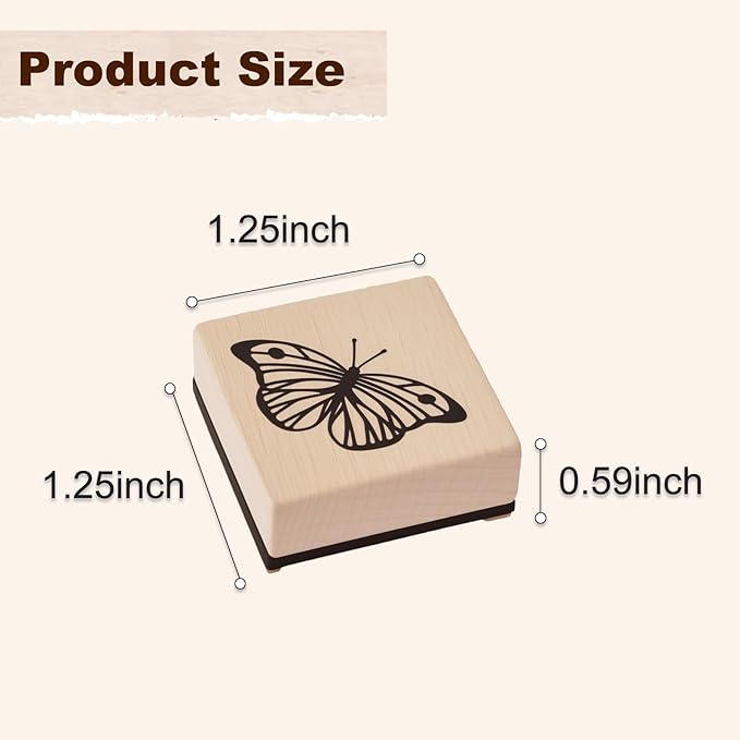 UCEC 9 Pack Vintage Wood Rubber Stamps for Crafting, Flower Butterfly Plant Bird Ladybird Dragonflies Honeybee Nature Stamps for Card Making & Scrapbooking, Floral Stamp for Painting Journaling DIY