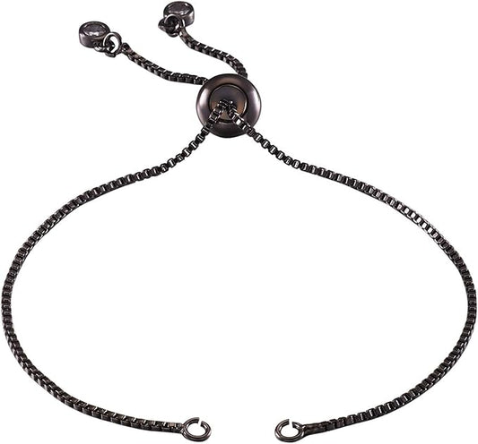 FASHEWELRY 20 Strands Adjustable Brass Bracelet Slider Extender Chains with Rhinestone Ends 4.72-4.96 Inch Gunmetal Plated for DIY Jewelry Making