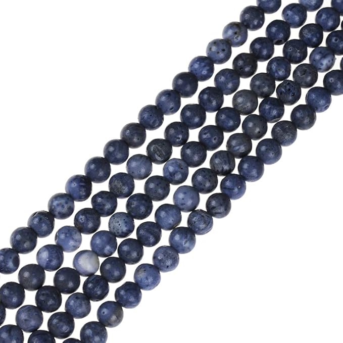 8mm Natural Blue Coral Gemstone Round Loose Beads Crystal Stone Bracelet Necklace Accessories Crafts for Jewelry Making DIY,1 Strand 15"