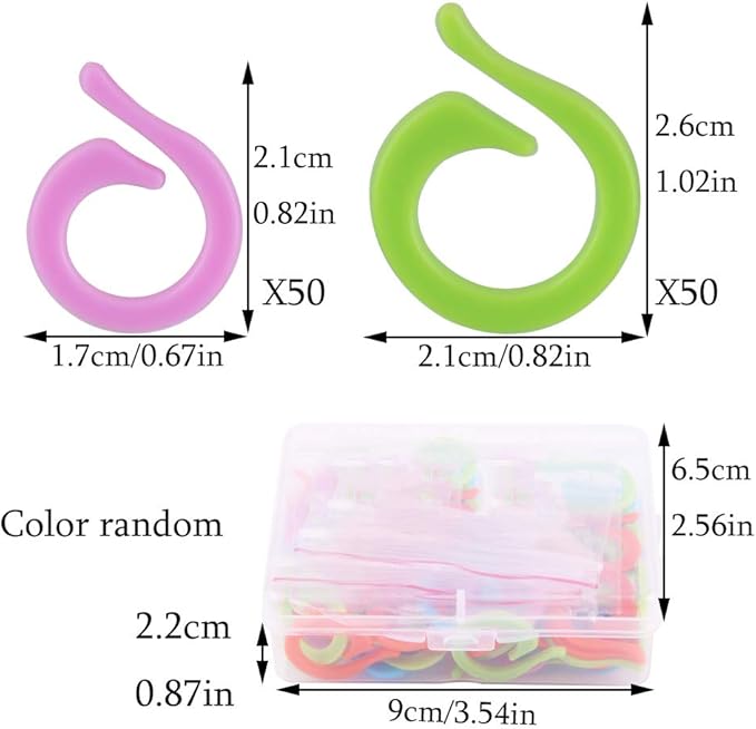 Lokunn 100PCS Stitch Markers for Crocheting, Crochet Stitch Markers Ring for Knitting and Crocheting, Small and Large Locking Markers