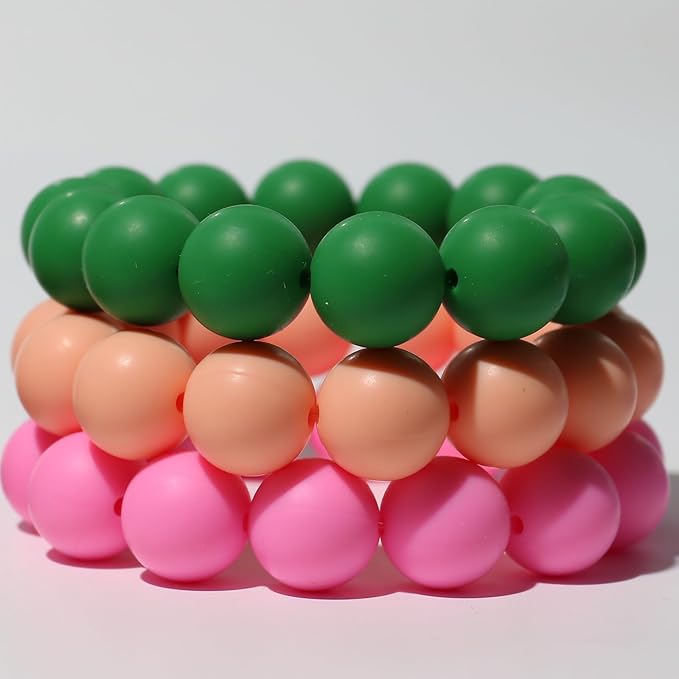 120pcs 15mm Bulk Silicone Beads for Pens, Keychains, Necklaces & Bracelets Making, Assorted Rubber Beads Set (Pink)