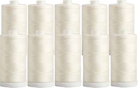connecting threads 100% cotton thread sets - 1200 yard spools (set of 10 - ivory)