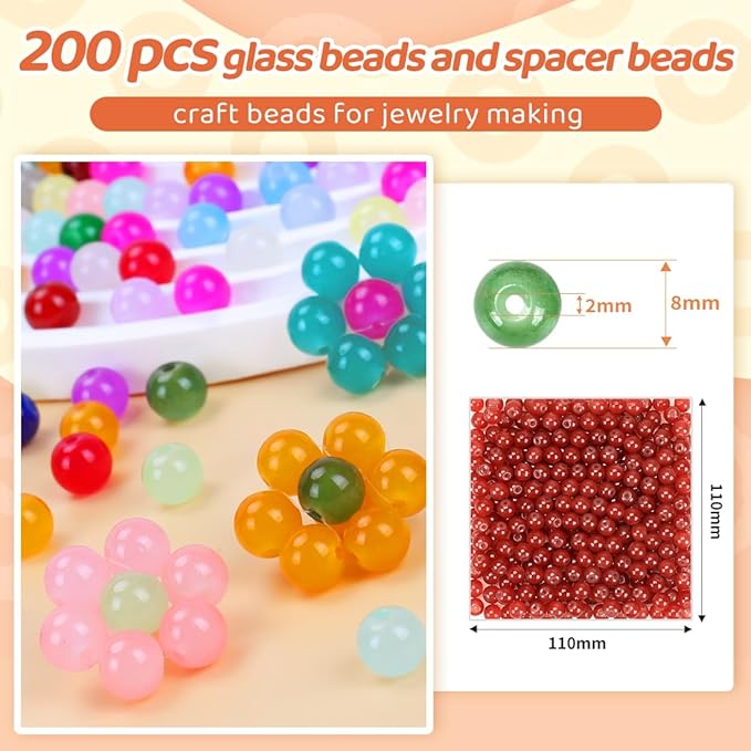 Burgundy Glass Beads for Crafts– Bright Color 8mm Crystal Glass Beads for Bracelets, Necklace & DIY Crafts