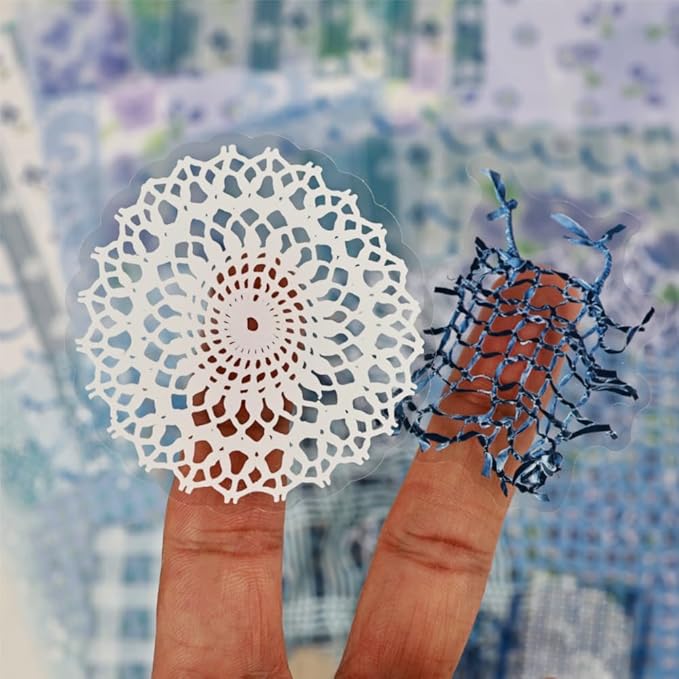 Diuhofart Floral Lace Textured Papers for Crafts, Blue Theme Scrapbook Paper Stickers, 47 Sheets Collage Materials Mesh for Junk Journaling Supplies Scrapbooking