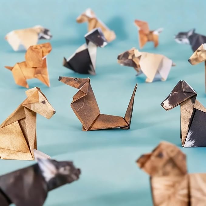 JINJUMEI DIY Origami Cat/Dog Set DIY Origami Cat Kit, 100 Sheets DIY Origami Paper to Fold Cute Cat Figures, Figures Fun Craft Activity for Adults Gift for Cat/Dog Lovers