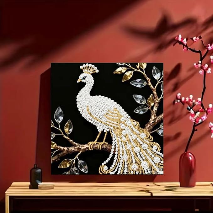 GEMFAMILY Special Shaped Diamond Art Painting Kits for Adults, Peacock 5D Pearl Diamond Painting Kits for Adults Beginner,DIY Diamond Dots Gem Art Craft for Home Decor 11.8 x 11.8 inch