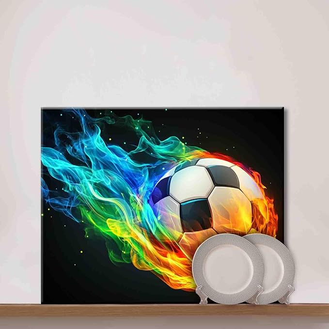 Flaming Ball Paint by Numbers Kits Canvas DIY Oil Painting for Boys,Students,Adults Beginner with Brushes & Acrylic Pigment - Sports Loversfor Boys Room Wall Decor (Frameless)
