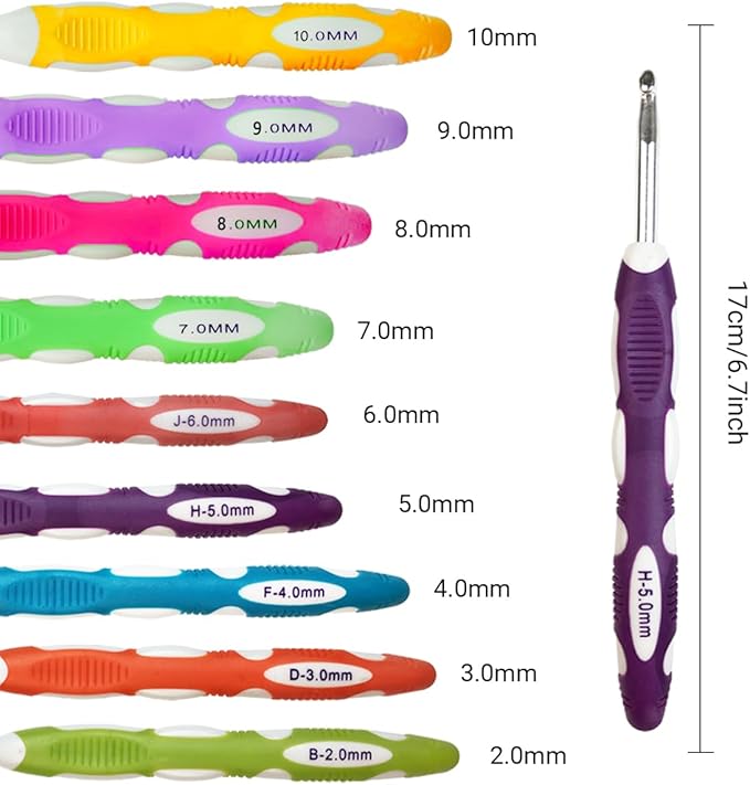 Weabetfu Latest Set of 27 PCS Crochet Hooks Set with Crochet Case Ergonomic Crochet Hook Needles for Arthritic Hands,Standard US Size 2mm-10mm