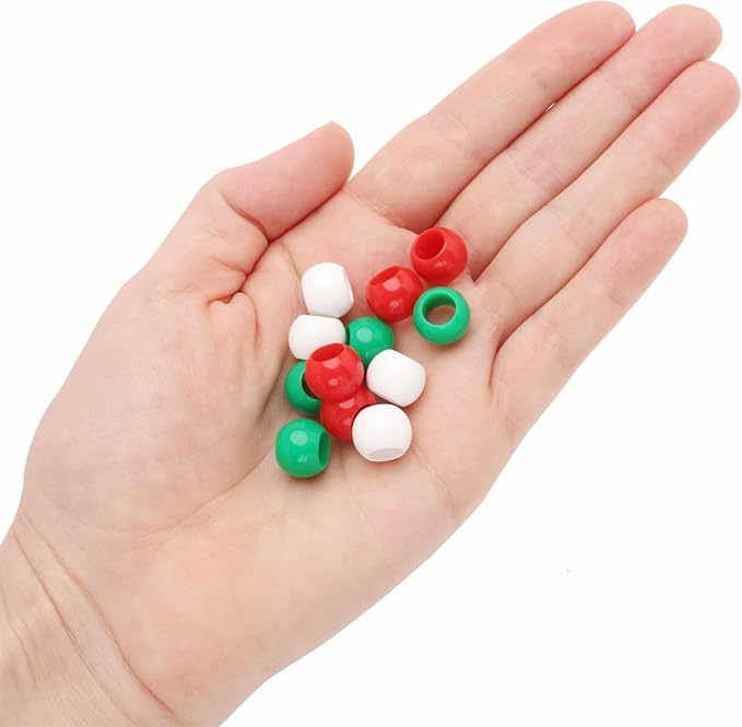 300 christmas colors assortment acrylic large hole beads for crafts and for hair 10mm x 12mm acrylic barrel beads with 5.7mm large hole, glossy christmas assortment