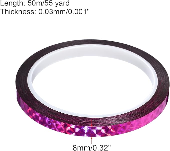 PATIKIL Prism Tape 0.3 Inch x 55 Yards, Holographic Metalized Reflective Adhesive for Detailing Accent Wall Decor Art, Rose
