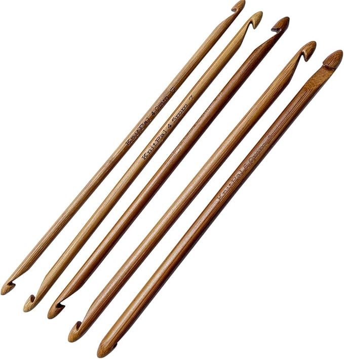 KnitPal Double Ended Tunisian Afghan Crochet Hooks Set - Tunisian Crochet Hooks - 6 IN (15cm) Long 5 US Sizes: G/4mm, 7/4.5mm, H/5mm, I/5.5mm,J/6mm