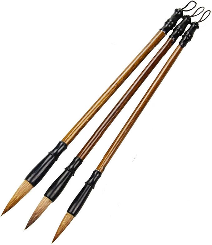Befiy Chinese Calligraphy Brush, Writing Drawing Watercolor Ink Brushes Hubi Painting Kanji Sumi Wolf Bamboo Brushes Set for Professional Beginner (Green)