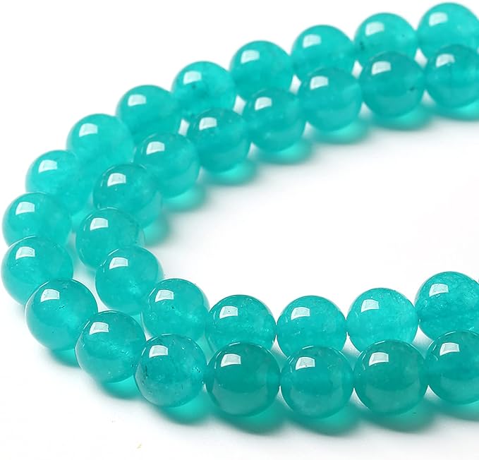 180PCS 4mm Natural Stone Beads Blue Amazonite Jade Stone Round Loose Beads for Jewelry Making DIY Bracelet Necklace 32" 2 Strands