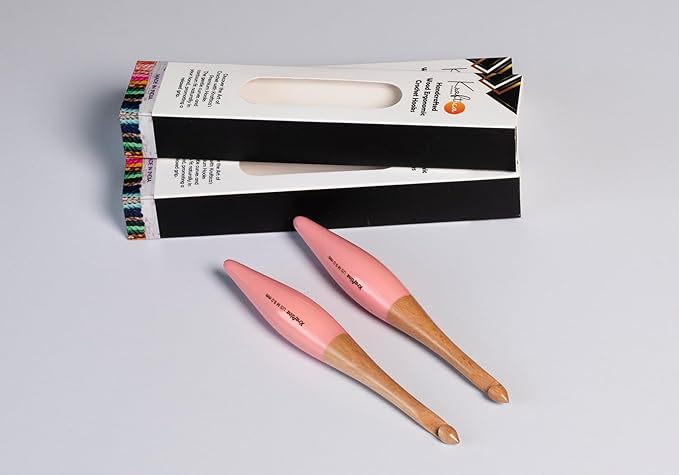 Kraftica Ergonomic Wooden Crochet Hooks Designed for Relaxation and Stress Relief Smooth Finish Accurate Sizing on Each Hook. 7 Inchies (Beech Wood Pink, US 7/4.50mm)