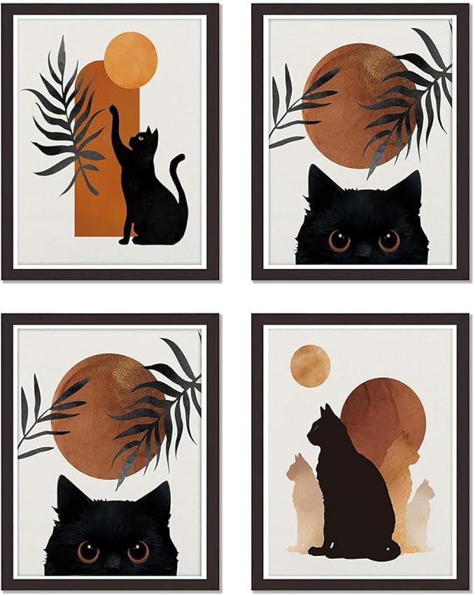 4 Pack Black Cat Stamped Cross Stitch Kits - Embroidery Kits for Beginners Adults,11 CT Patterns Dimensions Counted Cross Stitch Kits Arts Craft Kits 12x16inch