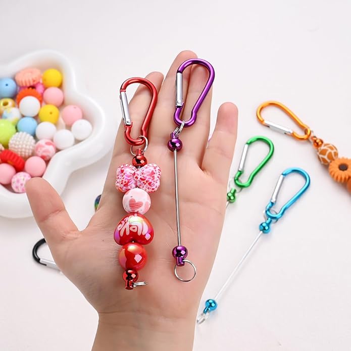 PIPITREE 22 PCS Beadable Keychains Bars Bulk 11 Colors DIY Beaded Keychain Making Kit for Women & Men