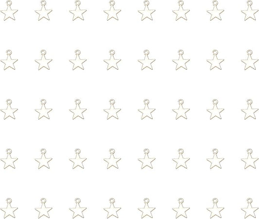 50 Pcs Star Pendants Bulk Small Metal Star Shape Charms for Jewelry Making Kit Finding Necklace Bracelet Key Chains Earring DIY Crafting