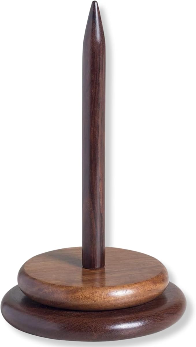 AnNafi® Wood Yarn Spindle Holder with Twirling Mechanism Classic |Wooden Spinning Yarn & Thread Holder |Knitting Embroidery Accessory Gift Craft & Sewing Supplies Yan Organising Tool For Granny Acacia