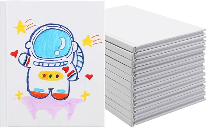 zmybcpack 12 pack small white hardcover blank book 4.3x5.5 inch, hardcover blank book for kid to write stories, draw sketchbooks (white, 22 sheets/ 44 pages each