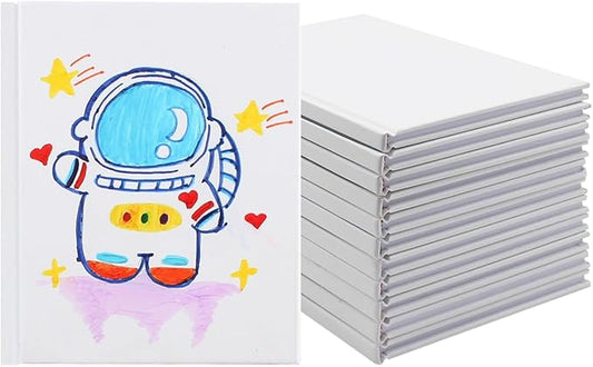 zmybcpack 12 pack small white hardcover blank book 4.3x5.5 inch, hardcover blank book for kid to write stories, draw sketchbooks (white, 22 sheets/ 44 pages each