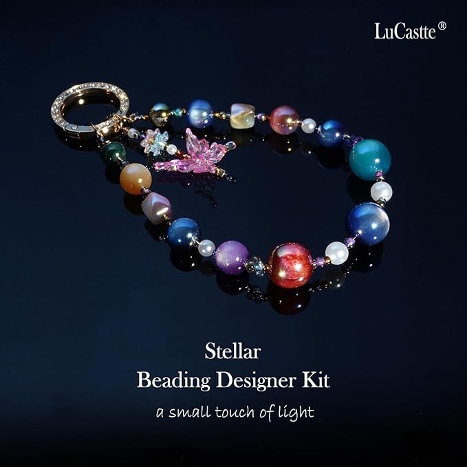 LuCastte Charm Bracelet Making Kit, Beads for Bracelets with Tools and Guide, Jewelry Making Supplies Premium Resin Cat Eye Beads Seed Beads, Galaxy Style Art Kit Gift Travel DIY