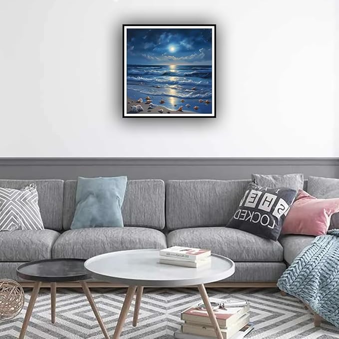 hill froeistung Sea Diamond Art Painting Kits for Adults,Beach Diamond Art Kits for Beginners, 5D DIY Round Full Drill Diamond Dots Gem Art Craft for Home Decor Gift 12x12inch